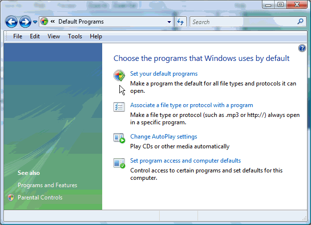 vista change default program for file type