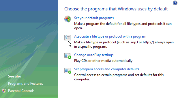 windows 7 set default program for extension